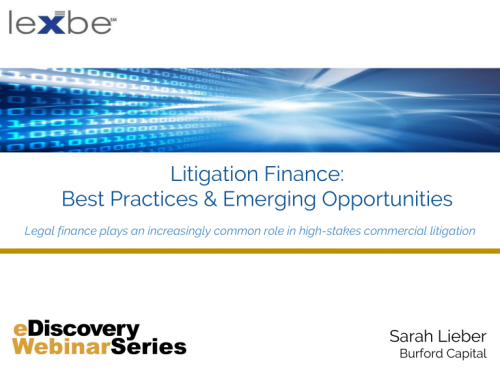 Litigation Finance: Best Practices and Emerging opportunities
